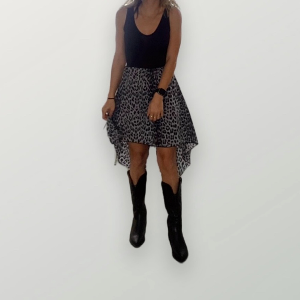 Carpe diem high low dress black & animal print dress
